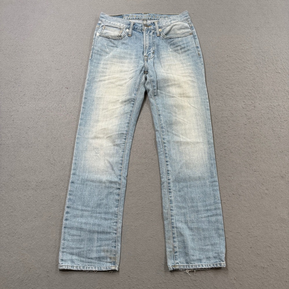 American Eagle Jeans Men's 28x30 Blue Light Wash Denim Original Straight Cotton